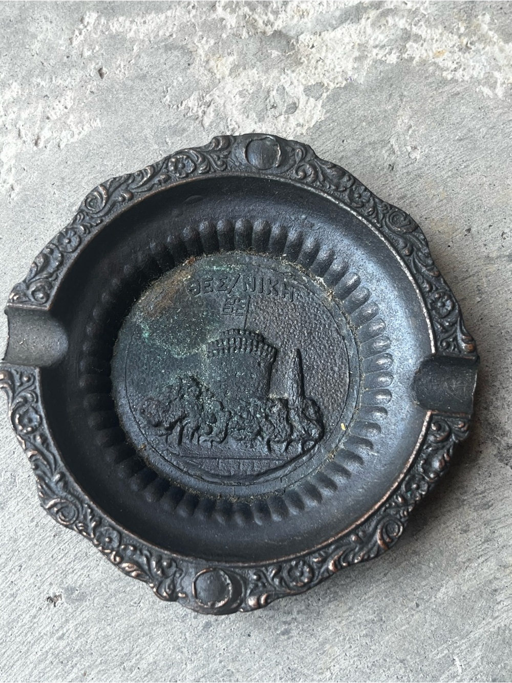Collectable Vintage 1947 Greek Bronze Metal Ashtray Thessaloniki White Tower